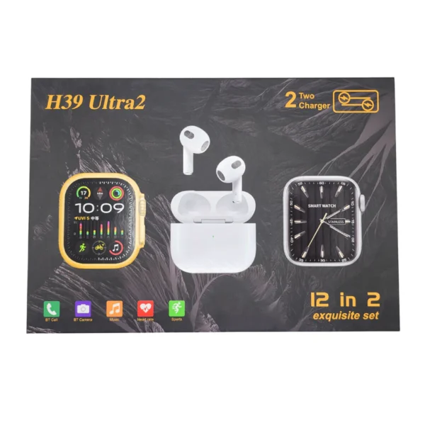 H39 Ultra2 12-in-2 Couple Smart Watch with Pro 2 Airpods